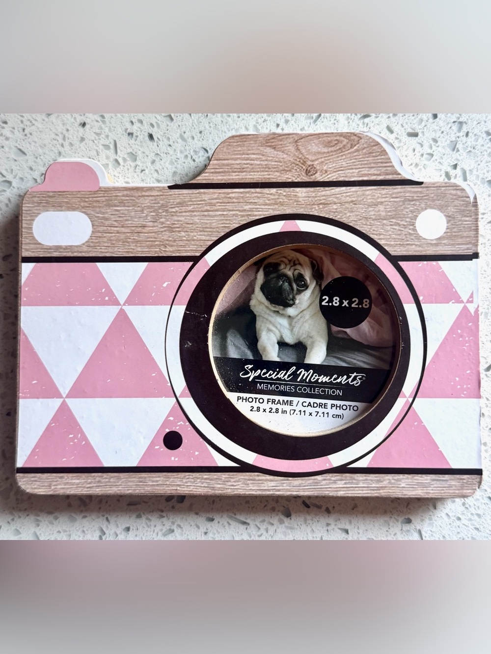 Set of 3 Camera Picture Frames Pastel Polka Dot Triangle Pattern NWT Home Decor - Picture 5 of 6
